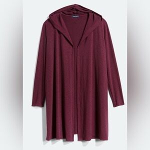 Laila Jayde Molli Burgundy Hooded Open Cardigan NWT